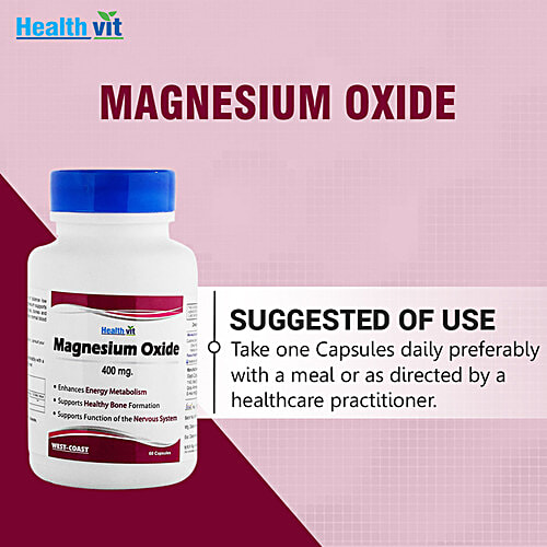 Buy Healthvit Magnesium Oxide High Absorption Capsules, 400 mg Online at Best Price of Rs 408