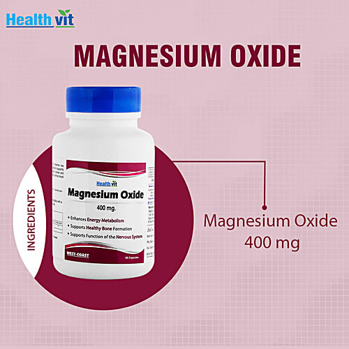 Buy Healthvit Magnesium Oxide High Absorption Capsules, 400 mg Online at Best Price of Rs 408