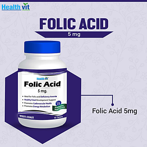 Healthvit Folic Acid Tablets - 5 mg, 60 pcs  