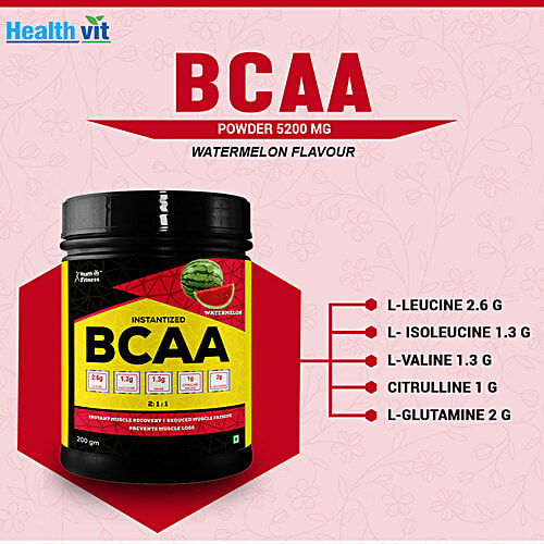 Healthvit Fitness BCAA 5200 mg, Watermelon Flavour, 200 g