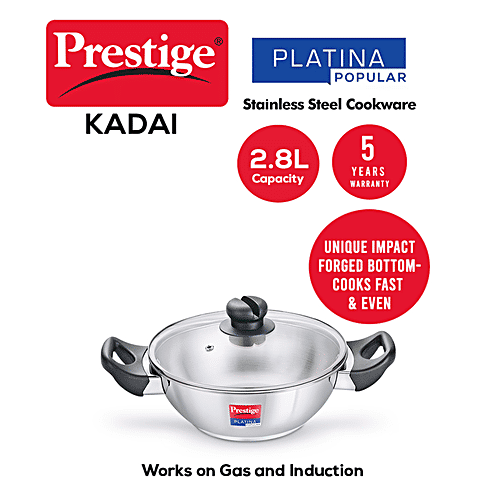 Buy Prestige Kadai Platina Popular Stainless Steel 240 mm (36161) Online at Best Price of Rs