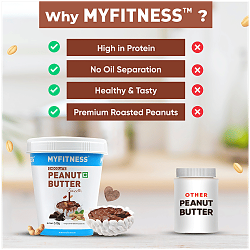 Myfitness Chocolate Peanut Butter - Smooth, 510 g  High in Protein
 No Oil Separation
 Healthy & Tasty