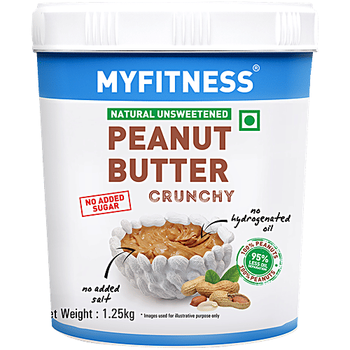 Myfitness Natural Peanut Butter - Crunchy, 1.25 Kg  Healthy & Tasty
 High in Protein
 No Oil Separation
