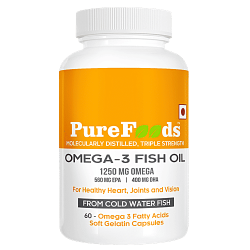 Buy PureFoods Omega3 Fish Oil 1250 mg Soft Gelatin Capsules Online at Best Price of Rs 1050