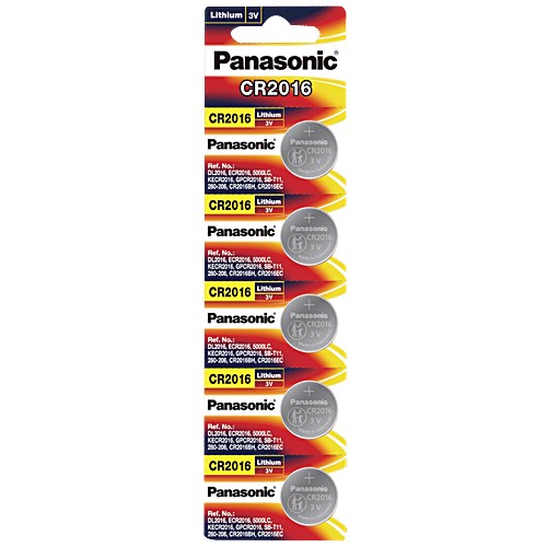 Panasonic Lithium Coin Battery - CR-2016, 3 V, 5 pcs Blister Pack