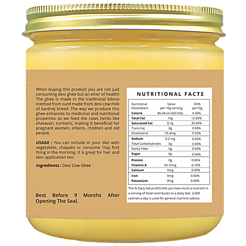 Green Sense A2 Desi Cow Ghee - Pure & Natural, 400 ml  