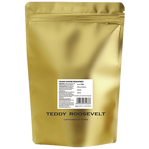 Teddy Roosevelt Coffee Powder - French Press, High Caffeine, Arabica Dark Roast Coarse Ground, Make Hot/Cold Brew, 250 g  