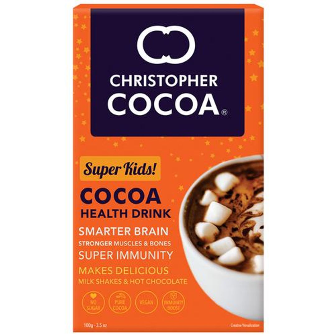 Christopher Cocoa Health & Nutrition Drink Powder - Cocoa, Super Kids, For Smarter Brain, Immunity Booster, 100 g 
