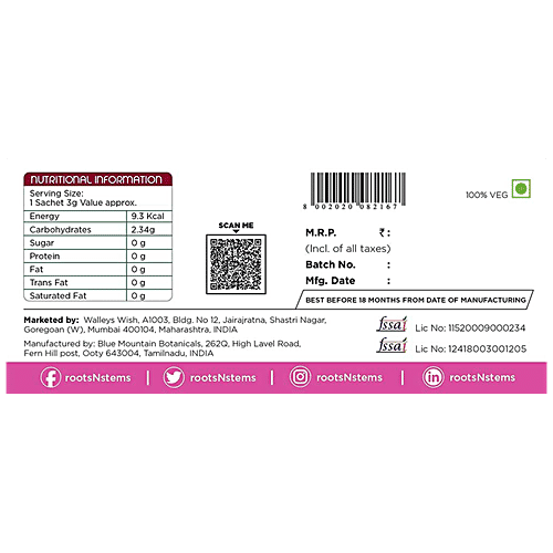 Roots & Stems Green Tea - Tone-Up Garcinia Cambogia, 60 g (20 Sachets x 3 g each) 