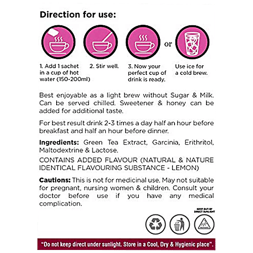 Roots & Stems Green Tea - Tone-Up Garcinia Cambogia, 60 g (20 Sachets x 3 g each) 