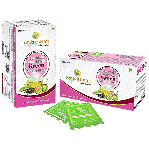 Roots & Stems Green Tea - Tone-Up Garcinia Cambogia, 60 g (20 Sachets x 3 g each) 