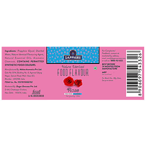 Sapphire  Food Flavour Essence - Rose, 30 ml  