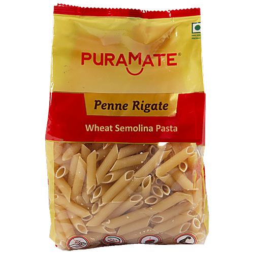 Puramate Penne Rigate - Wheat Semolina Pasta, Rich Authentic Italian Taste, 500 g  