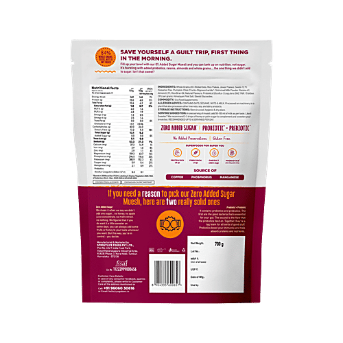 Yoga Bar Super Muesli, 700 g  No Added Sugar, Rich in Protein & Fibre, 82% Whole Grains/Seeds/Almonds