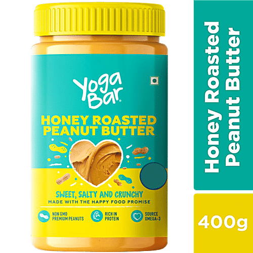Yoga Bar Honey Roasted Peanut Butter - Sweet, Salty & Crunchy, Non-GMO, High In Protein, 400 g  