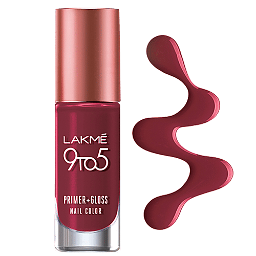 Lakme Nail Colour - 9 To 5 Primer + Gloss, Scarlet Blaze, 6 ml  