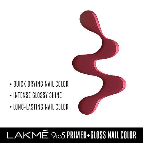 Lakme Nail Colour - 9 To 5 Primer + Gloss, Scarlet Blaze, 6 ml  