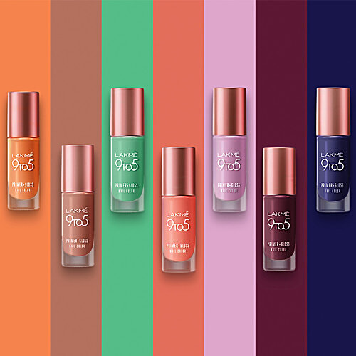 Lakme Nail Colour - 9 To 5 Primer + Gloss, Scarlet Blaze, 6 ml  