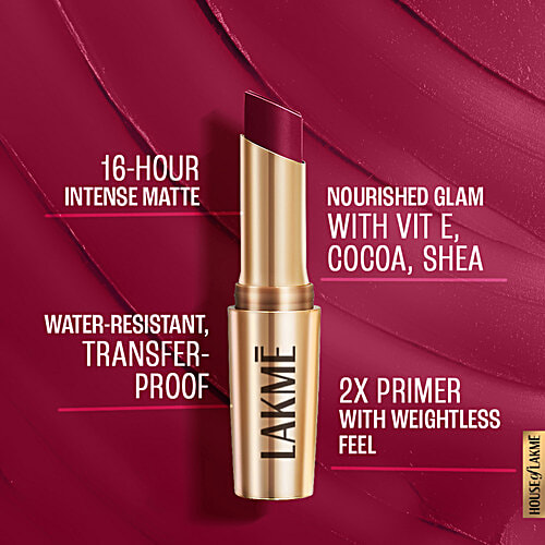 Lakme Lipstick - 9 To 5 Primer + Matte, Red Velvet, 3.6 g