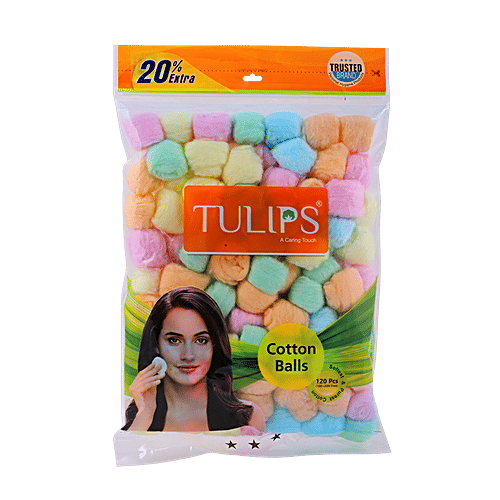 Buy Tulips Coloured Cotton Balls For Make Up & Nail Polish Removal