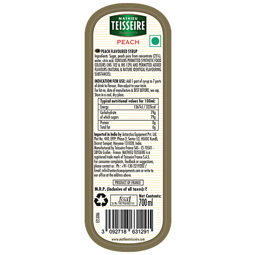Mathieu Teisseire Peach Syrup, 700 ml