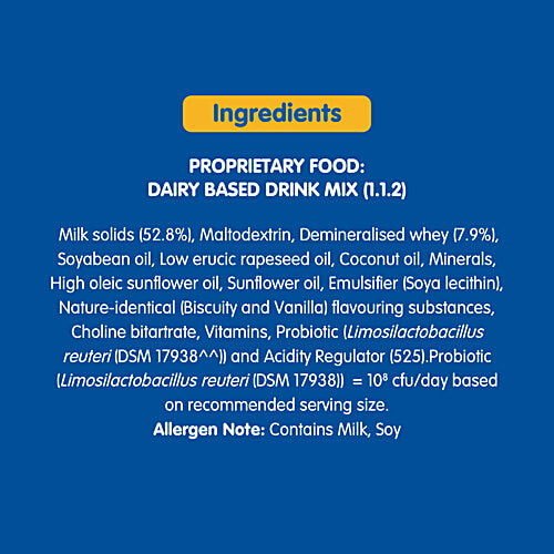 Nestle Lactogrow Biscuity & Vanilla Flavour Nutritious Milk Drink Powder - 2-6 Years, 400 g Source of Protein/Calcium & Vitamin D, Omega 3 & Iron, B Vitamins & Probiotic L. reuteri