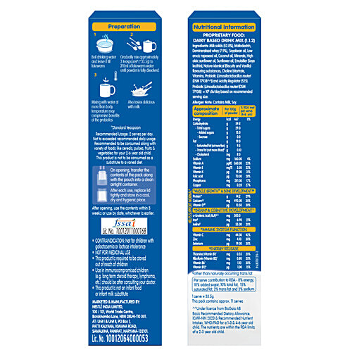 Nestle Lactogrow Biscuity & Vanilla Flavour Nutritious Milk Drink Powder - 2-6 Years, 400 g Source of Protein/Calcium & Vitamin D, Omega 3 & Iron, B Vitamins & Probiotic L. reuteri