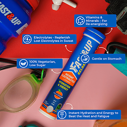 Fast&Up Reload Electrolyte Energy & Hydration Drink - Effervescent Tablets - Orange Flavour, 20 pcs