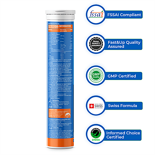 Fast&Up Reload Electrolyte Energy & Hydration Drink - Effervescent Tablets - Orange Flavour, 20 pcs