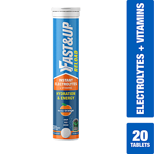 Fast&Up Reload Electrolyte Energy & Hydration Drink - Effervescent Tablets - Orange Flavour, 20 pcs