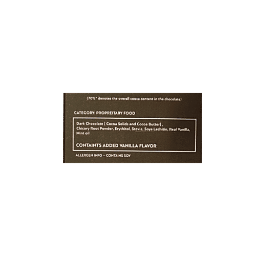 Daarzel Zero Sugar 70% Coca Dark Chocolate With Mint - Sugar-free, Made With Stevia, 50 g  