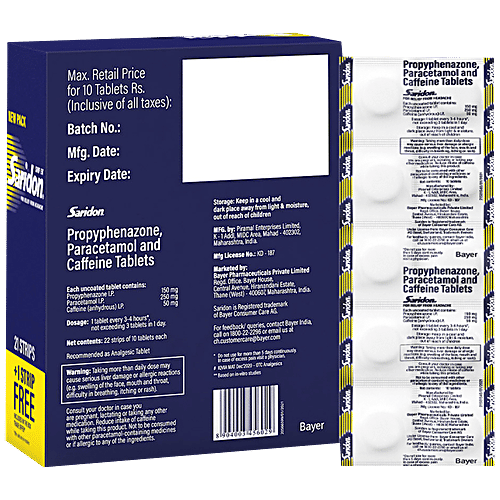 Buy Saridon Saridon Quick Relief from Headache,Tablet Strips Online at Best Price of Rs 43.71