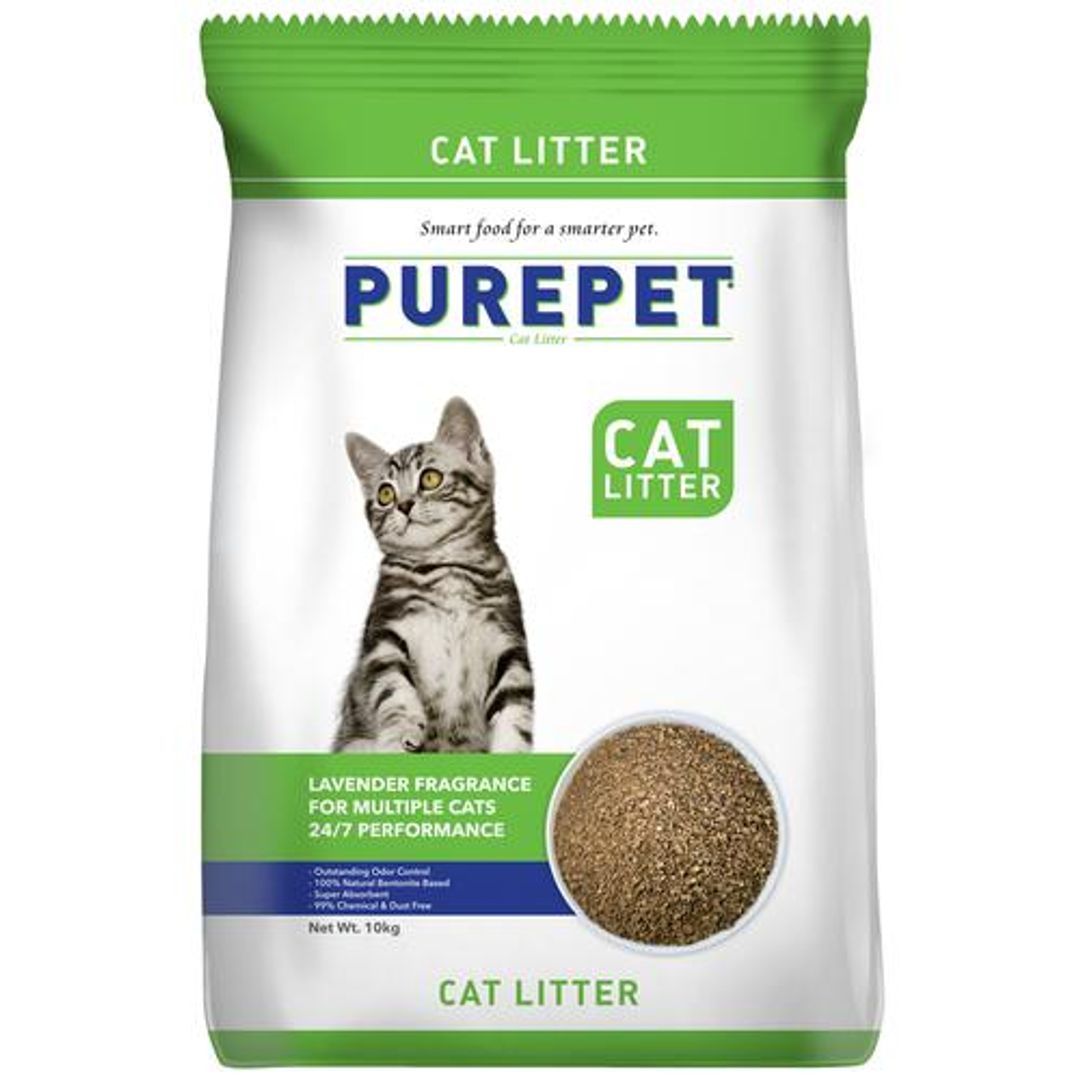 Purepet Clumping Lavender Fragrance Cat Litter For Multiple Cat, 10 kg 