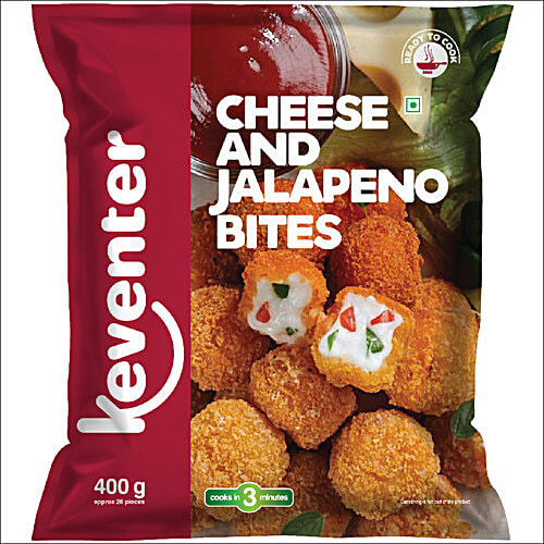 Keventer Ready To Cook Frozen Snack - Cheese & Jalapeno Bites, 400 g  