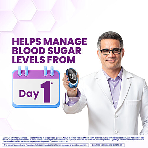 Horlicks Diabetes Plus Vanilla Flavour Powder, 400 g Helps Manage Blood Sugar, Weight Management, Reduce Cholesterol, Zero Added Sugar