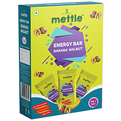 Buy Mettle Energy Bar Banana Walnut, No Added Sugars, High Fiber