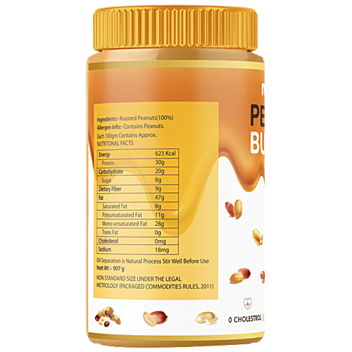 Mettle Peanut Butter - Smooth, Creamy, All Natural, Unsweetened, Non-GMO, Gluten Free, Vegan, 907 g  