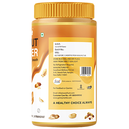 Mettle Peanut Butter - Smooth, Creamy, All Natural, Unsweetened, Non-GMO, Gluten Free, Vegan, 907 g  