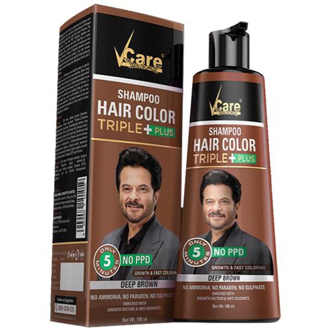 Vcare  Shampoo Hair Colour - For Colouring In 5 Minutes, Deep Brown, 180 ml 