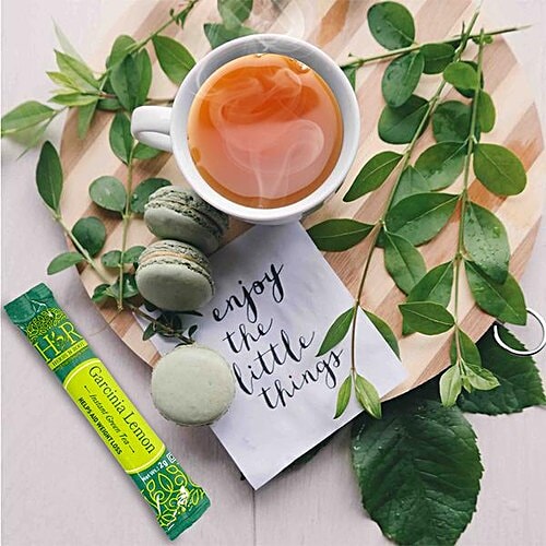 Herbs N Root Garcinia Lemon Instant Green Tea - Lemon Flavour, Great For Weight Loss, Natural Extracts, 50 g (25 Sticks x 2 g)