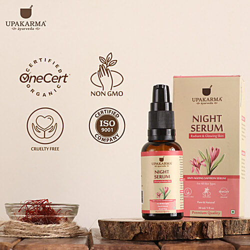 UPAKARMA Night Face Serum - For Glowing & Radiant Skin, 30 ml  
