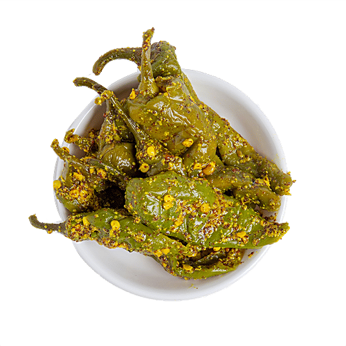 Delight Foods Athana Mirchi Green - Marwari Stuffed Chilli Pickle, 250 g  