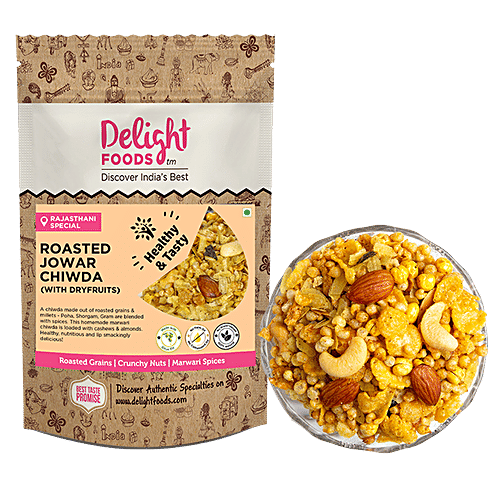 Delight Foods Roasted Poha Jowar Dry Fruits Chiwda In Olive oil, 200 g  