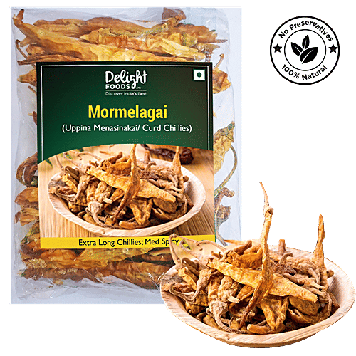 Delight Foods Mor Melagai/Sun Dried Curd Chillies/Dahi Mirchi, 100 g  