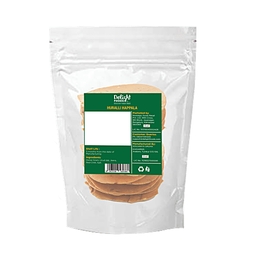 Delight Foods Hurali Happala Or Horsegram Papad - Roast/Fry Use, 340 g