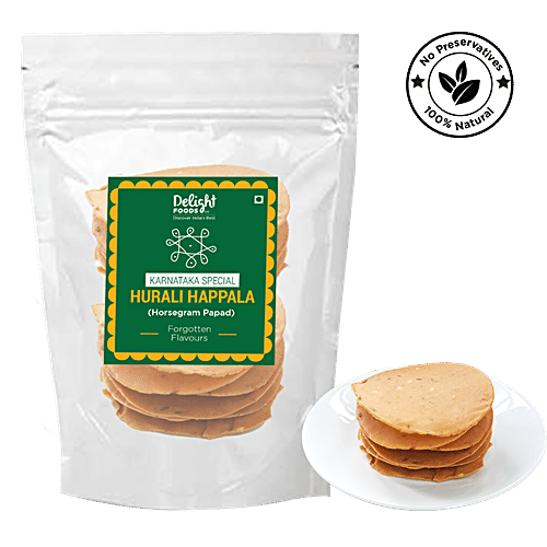 Delight Foods Hurali Happala Or Horsegram Papad - Roast/Fry Use, 340 g