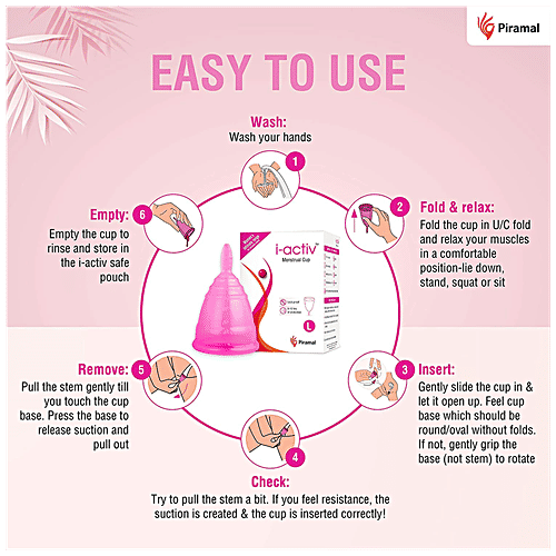 i-activ Menstrual Cup - Reusable, Ultra Soft & Flexible, Medical Grade Silicone, Large, 1 pc  