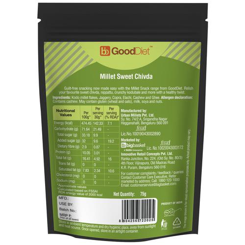 GoodDiet Millet Sweet Chivda, 75 g  