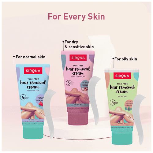Buy SIRONA Hair Removal Cream for Women, Normal Skin - 100 gm| with No  Talc, No Harmful Chemicals | Ideal for Bikini Line, Underarm, Legs |  Dermatologically Tested Online at Best Price of Rs  - bigbasket
