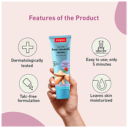 SIRONA Hair Removal Cream for Women, Normal Skin - 100 gm| with No Talc, No Harmful Chemicals | Ideal for Bikini Line, Underarm, Legs | Dermatologically Tested, 100 g